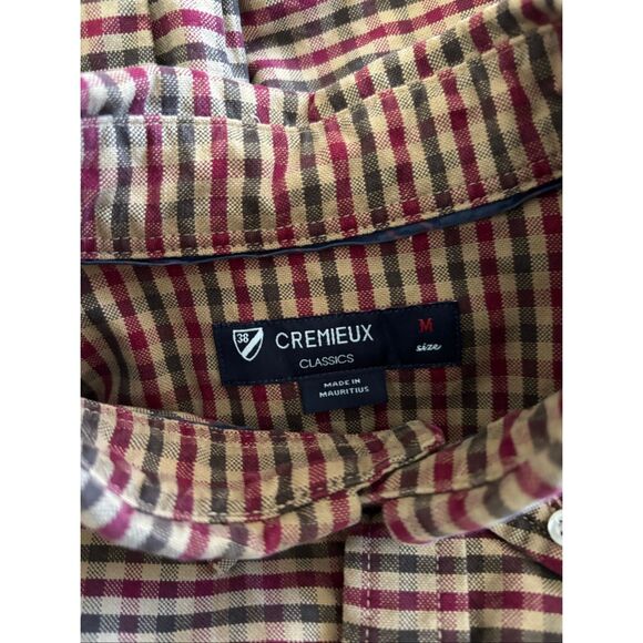 Cremieux Micro Gingham Check Button Down Shirt Reds Greens Browns Rustic Size M - Picture 2 of 10